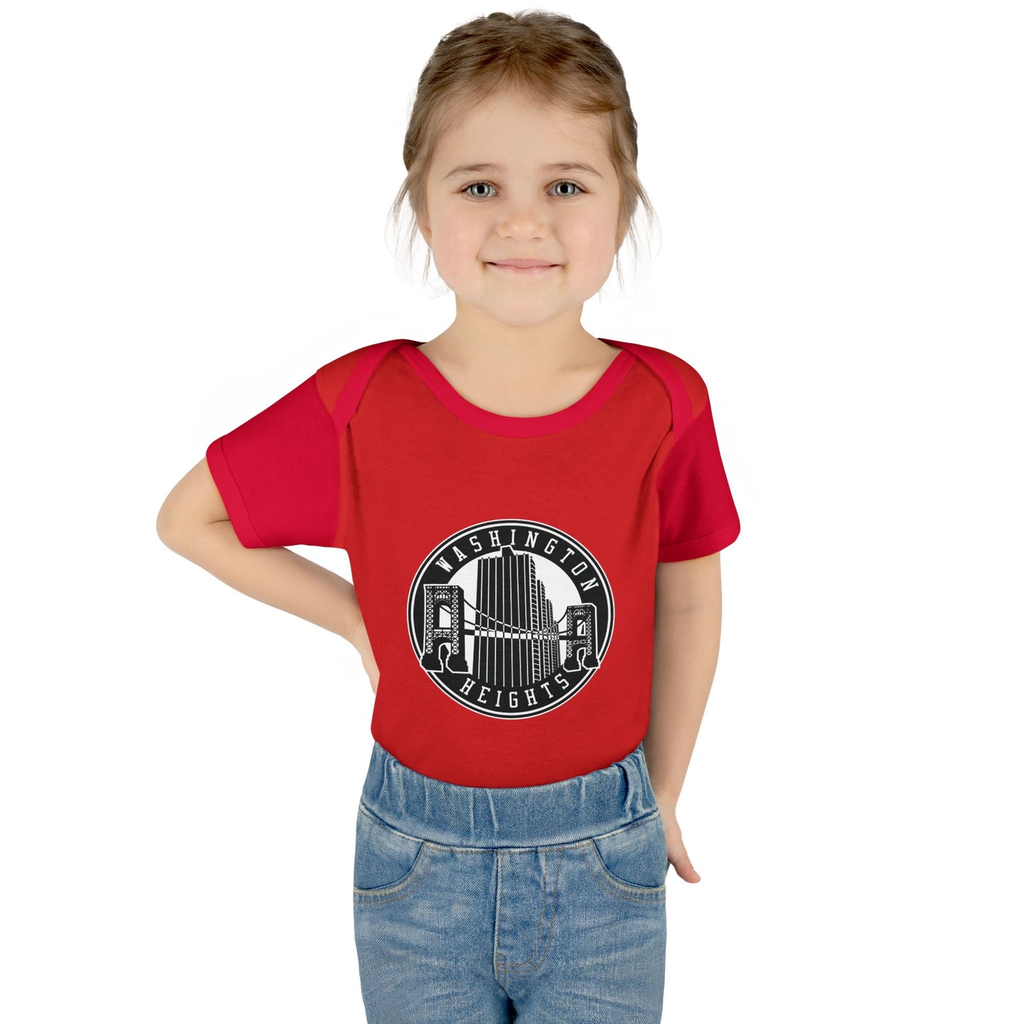 Washington Heights Baby Bodysuit – Infant Rib One-Piece with City Skyline Badge