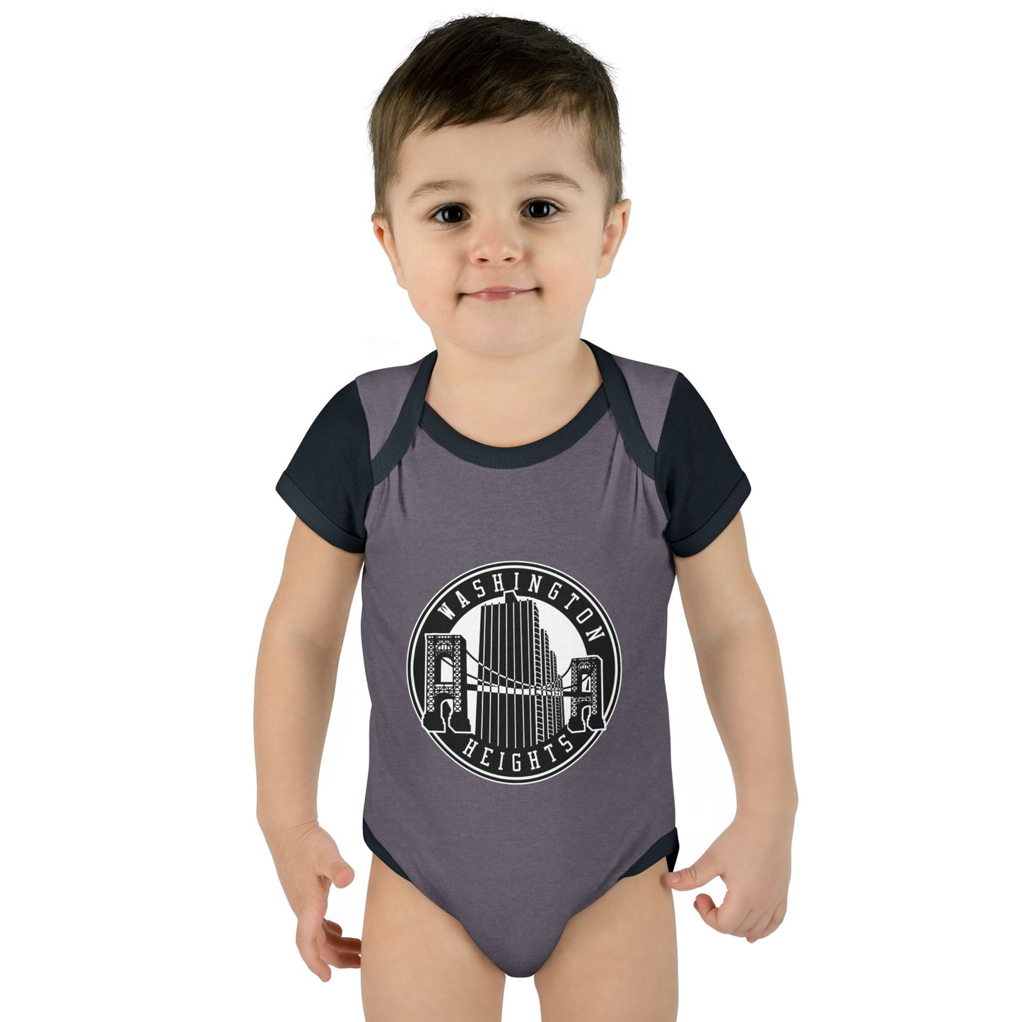 Washington Heights Baby Bodysuit – Infant Rib One-Piece with City Skyline Badge