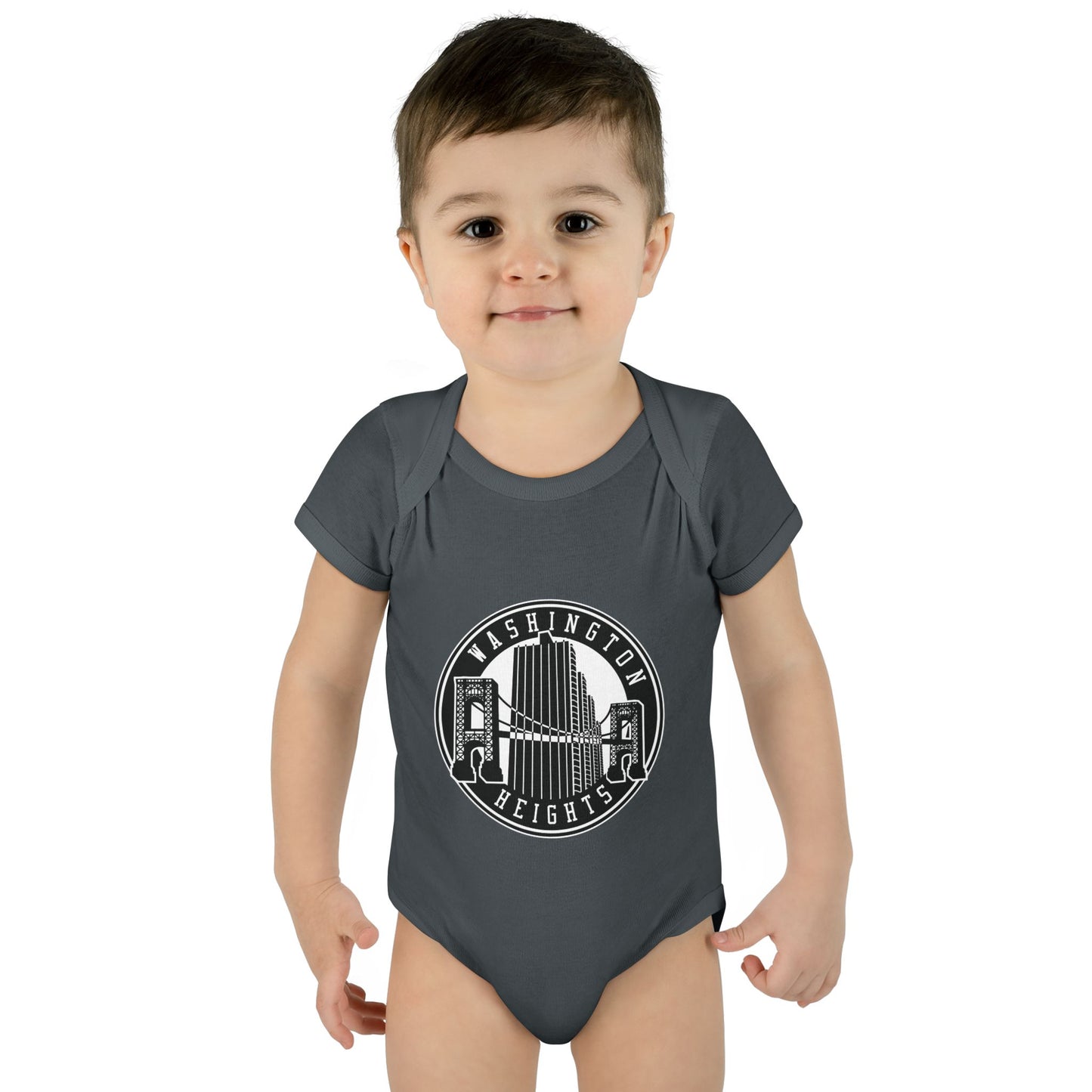 Washington Heights Baby Bodysuit – Infant Rib One-Piece with City Skyline Badge