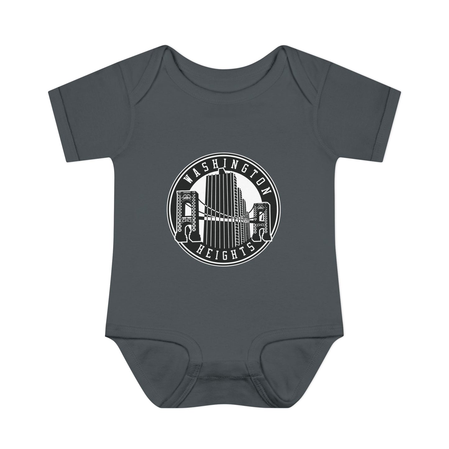 Washington Heights Baby Bodysuit – Infant Rib One-Piece with City Skyline Badge