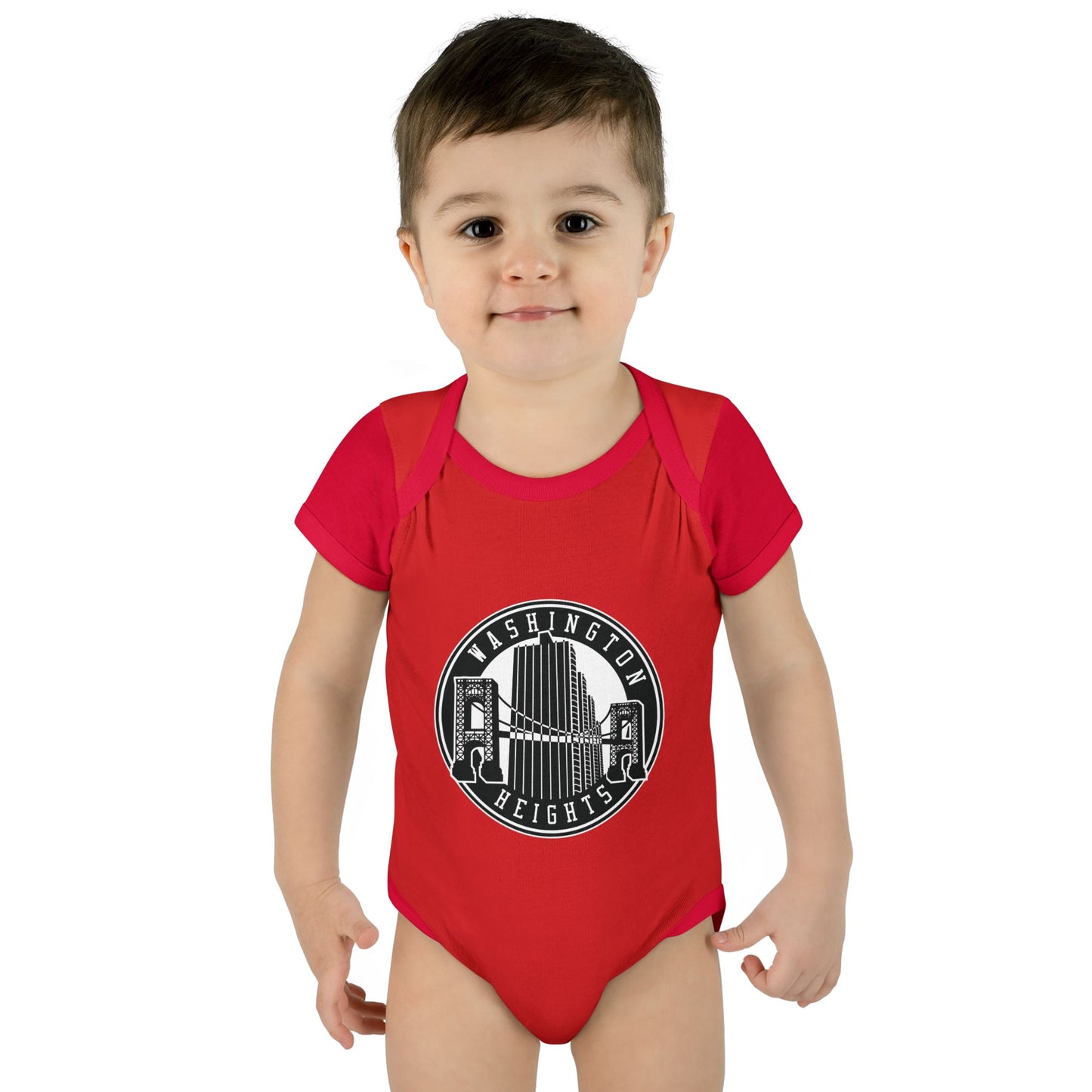 Washington Heights Baby Bodysuit – Infant Rib One-Piece with City Skyline Badge