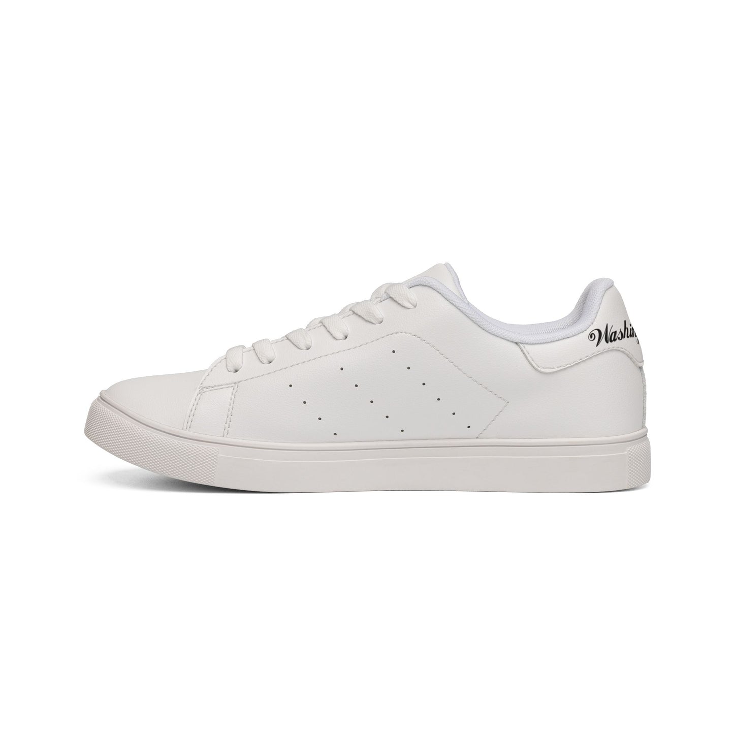 Men's Low-Top Leather Sneakers — Classic White City Emblem Trainers