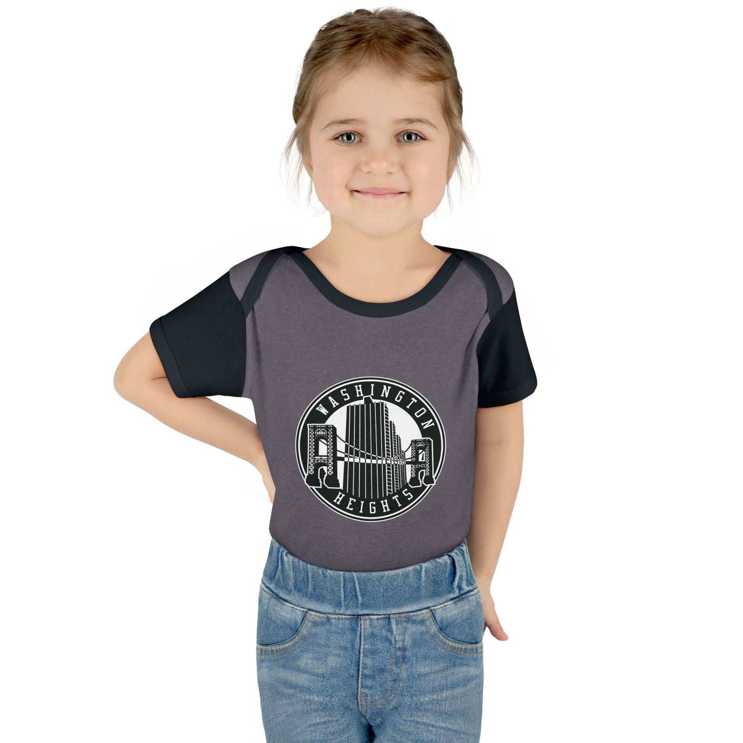 Washington Heights Baby Bodysuit – Infant Rib One-Piece with City Skyline Badge