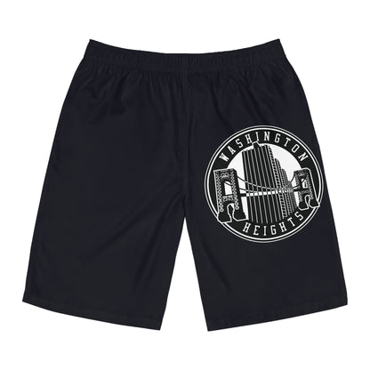 Washington Heights Board Shorts — Retro Bridge Graphic Swim Trunks
