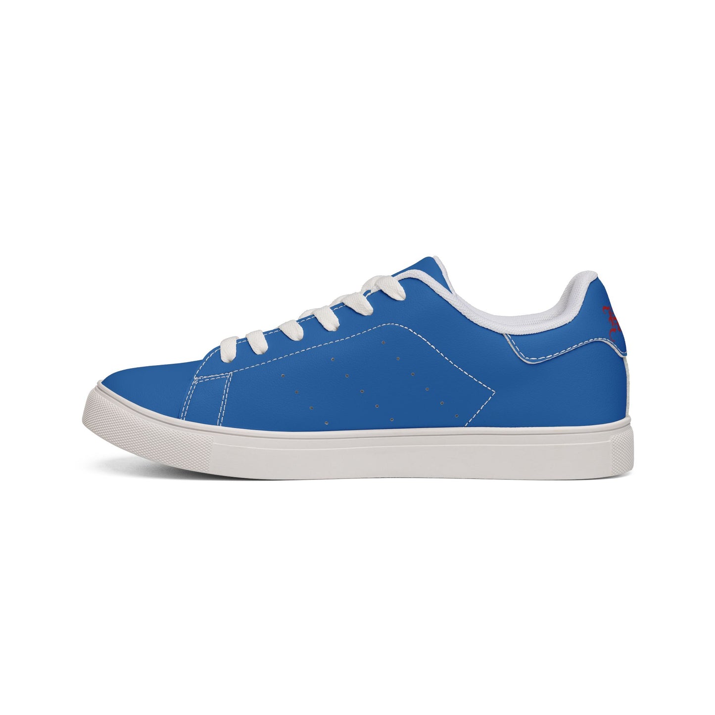 Blue Low-Top Leather Sneakers with 'Mischief Nights' Graphic