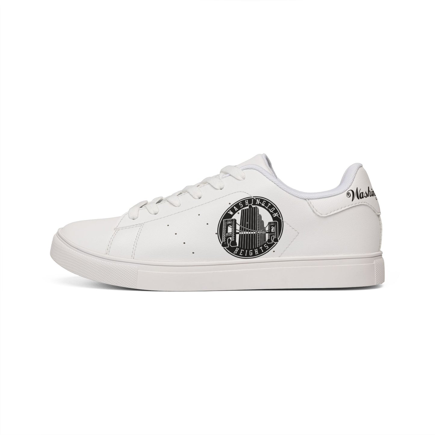 Men's Low-Top Leather Sneakers — Classic White City Emblem Trainers