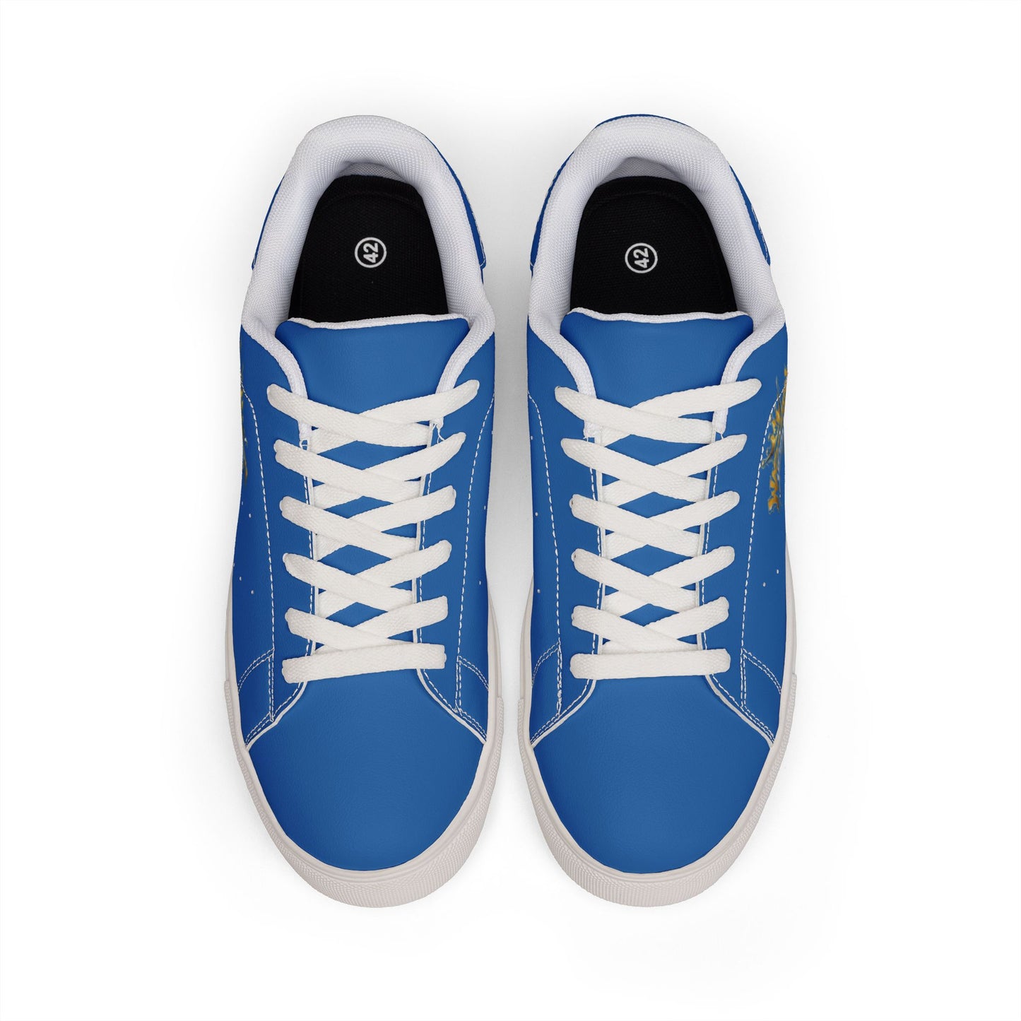Blue Low-Top Leather Sneakers with 'Mischief Nights' Graphic