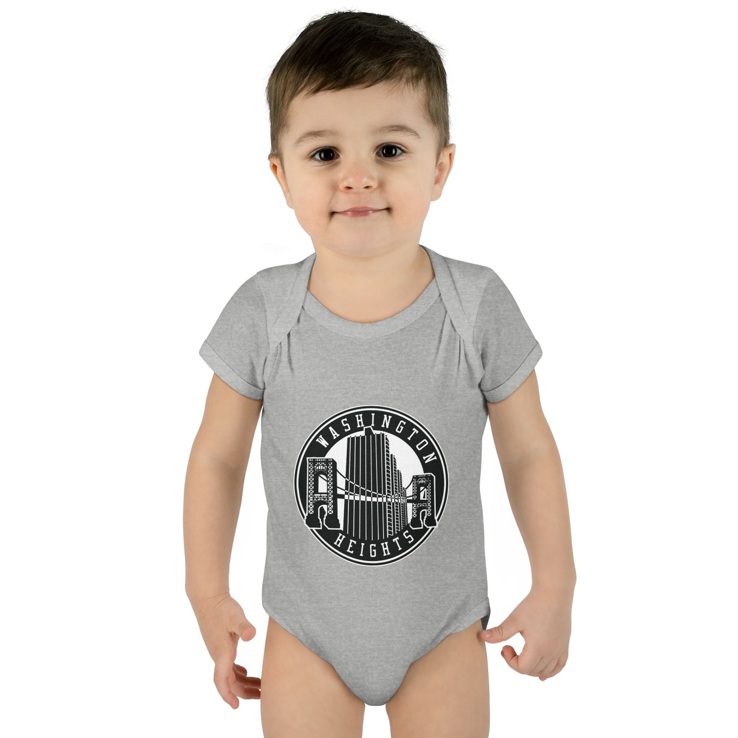 Washington Heights Baby Bodysuit – Infant Rib One-Piece with City Skyline Badge