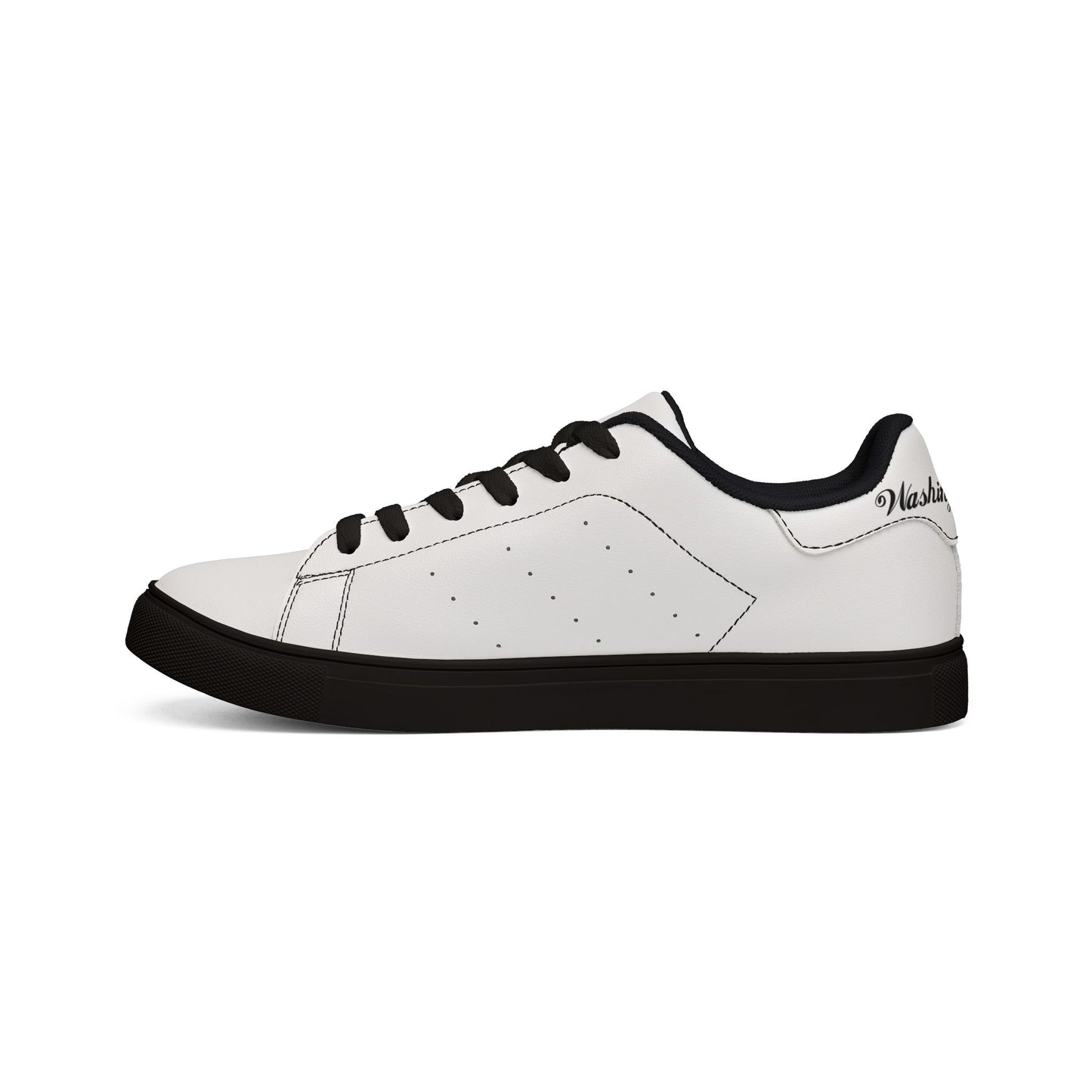 Men's Low-Top Leather Sneakers — Classic White City Emblem Trainers