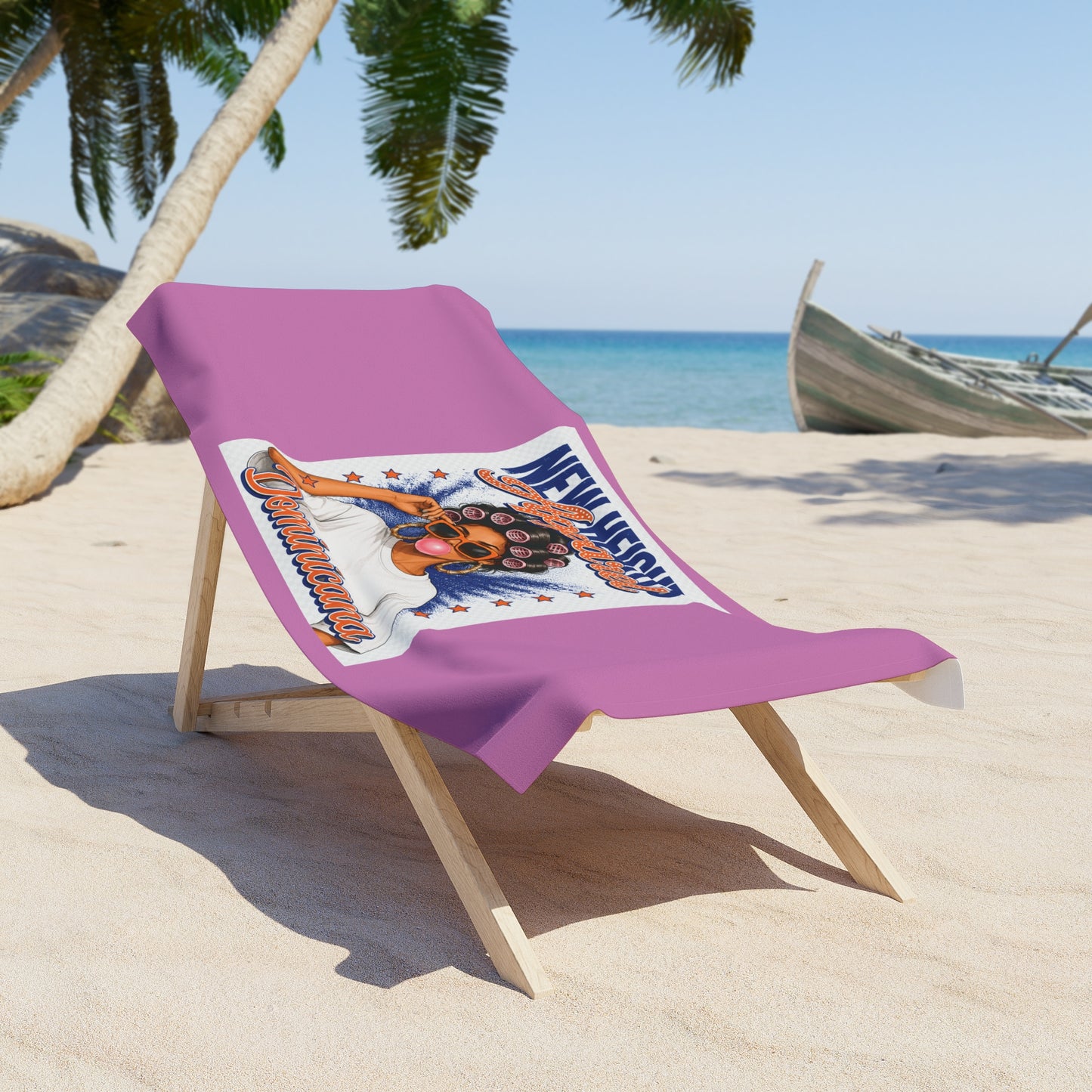 Beach Towel - 'New Heights Apparel Dominicana' Retro Afro-Latina Design