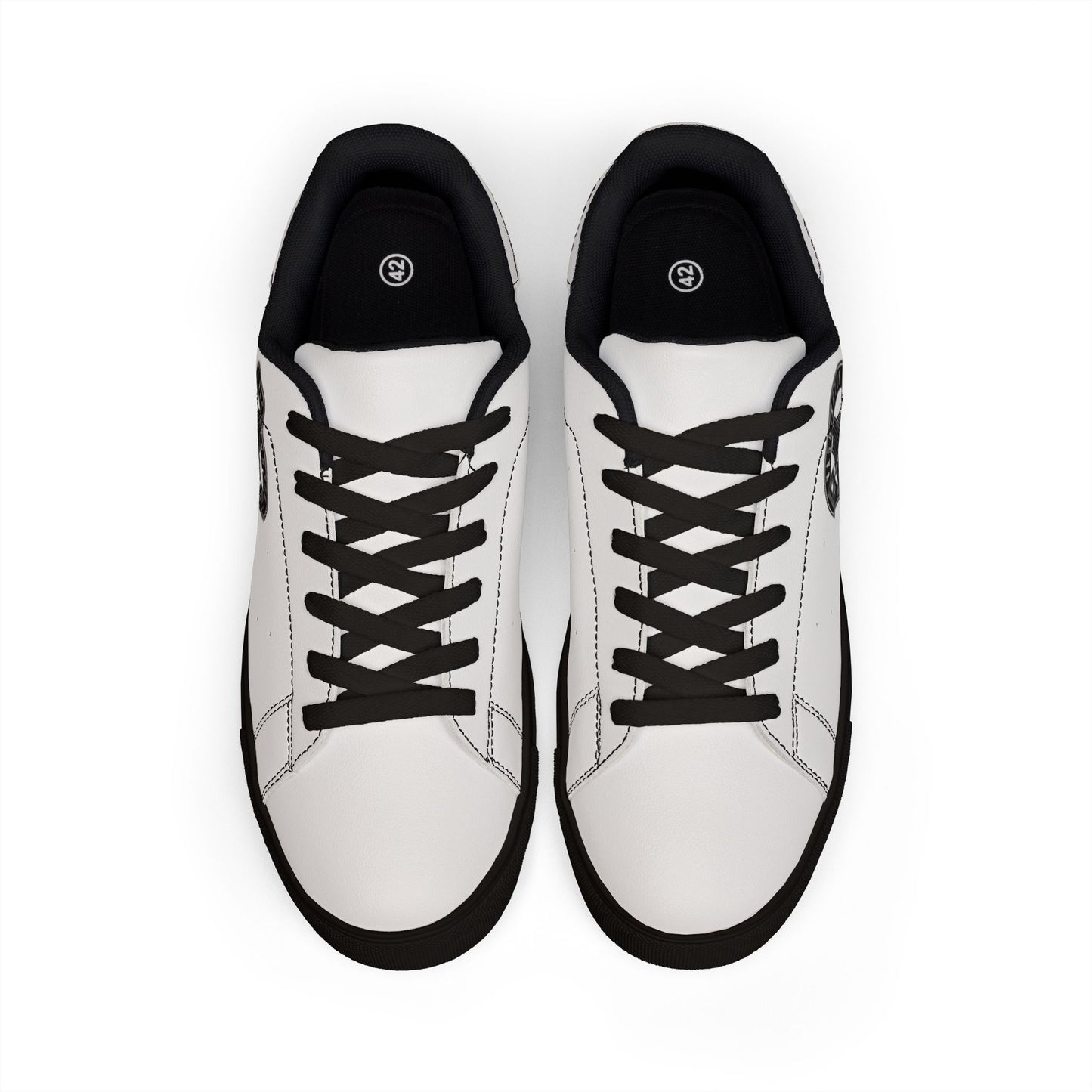 Men's Low-Top Leather Sneakers — Classic White City Emblem Trainers