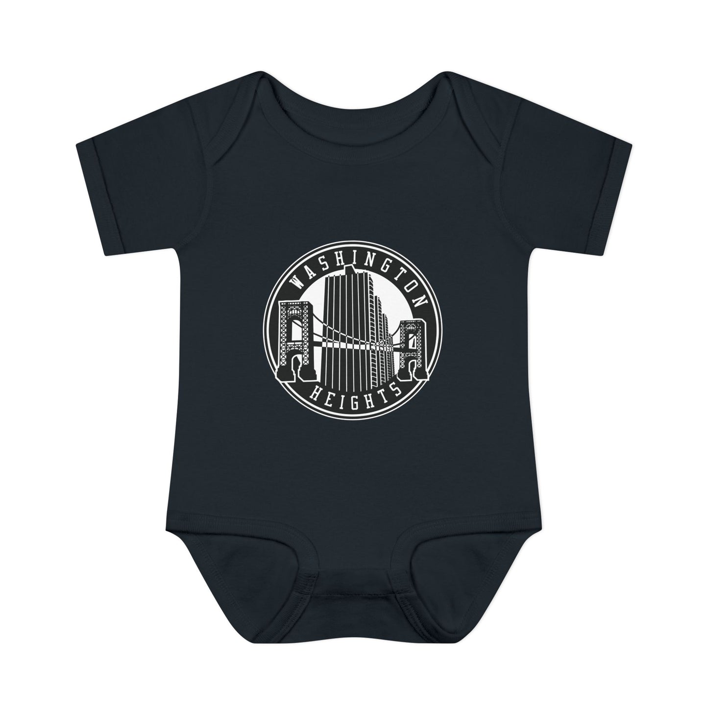Washington Heights Baby Bodysuit – Infant Rib One-Piece with City Skyline Badge