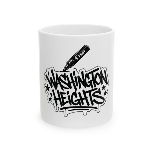 Washington Heights Graffiti Ceramic Mug — Urban Street Art Coffee Cup (11oz/15oz)