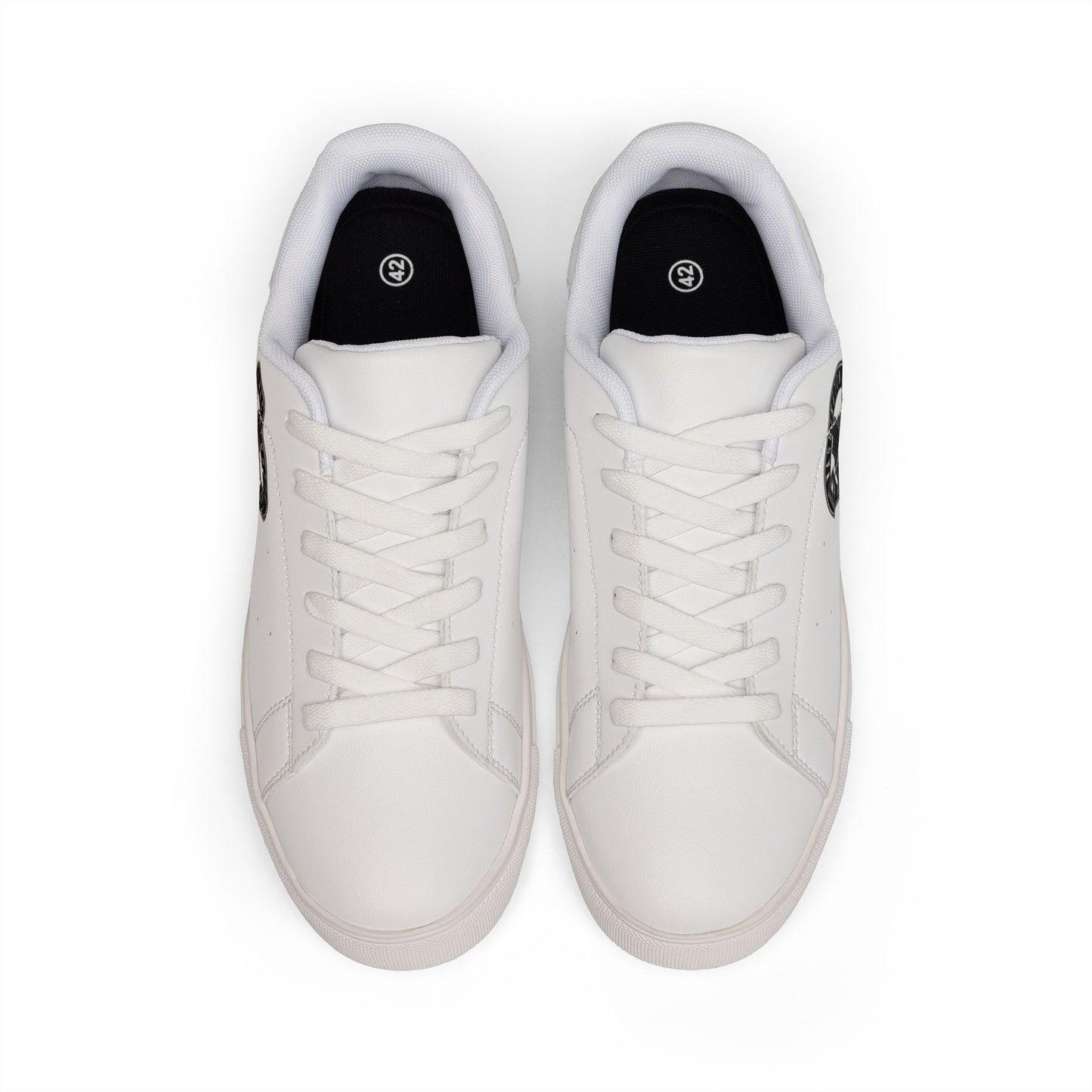 Men's Low-Top Leather Sneakers — Classic White City Emblem Trainers