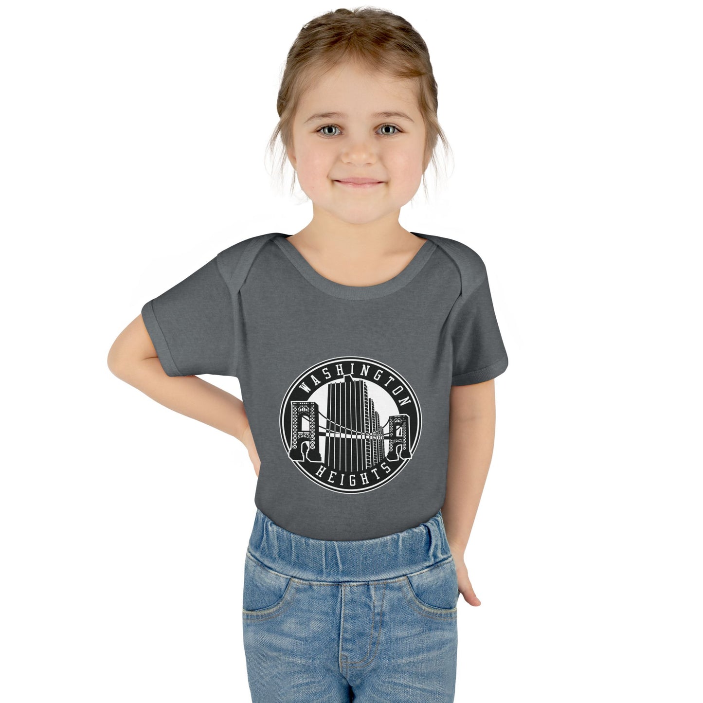 Washington Heights Baby Bodysuit – Infant Rib One-Piece with City Skyline Badge