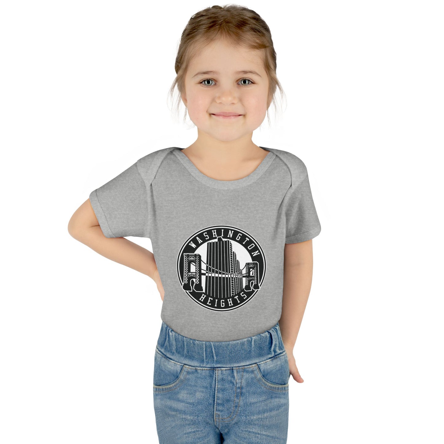 Washington Heights Baby Bodysuit – Infant Rib One-Piece with City Skyline Badge